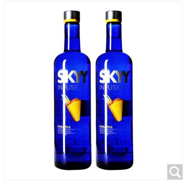 美国进口洋酒 SKYY PINEAPPLE深蓝(蓝天)果味伏特加 菠萝风味 双支